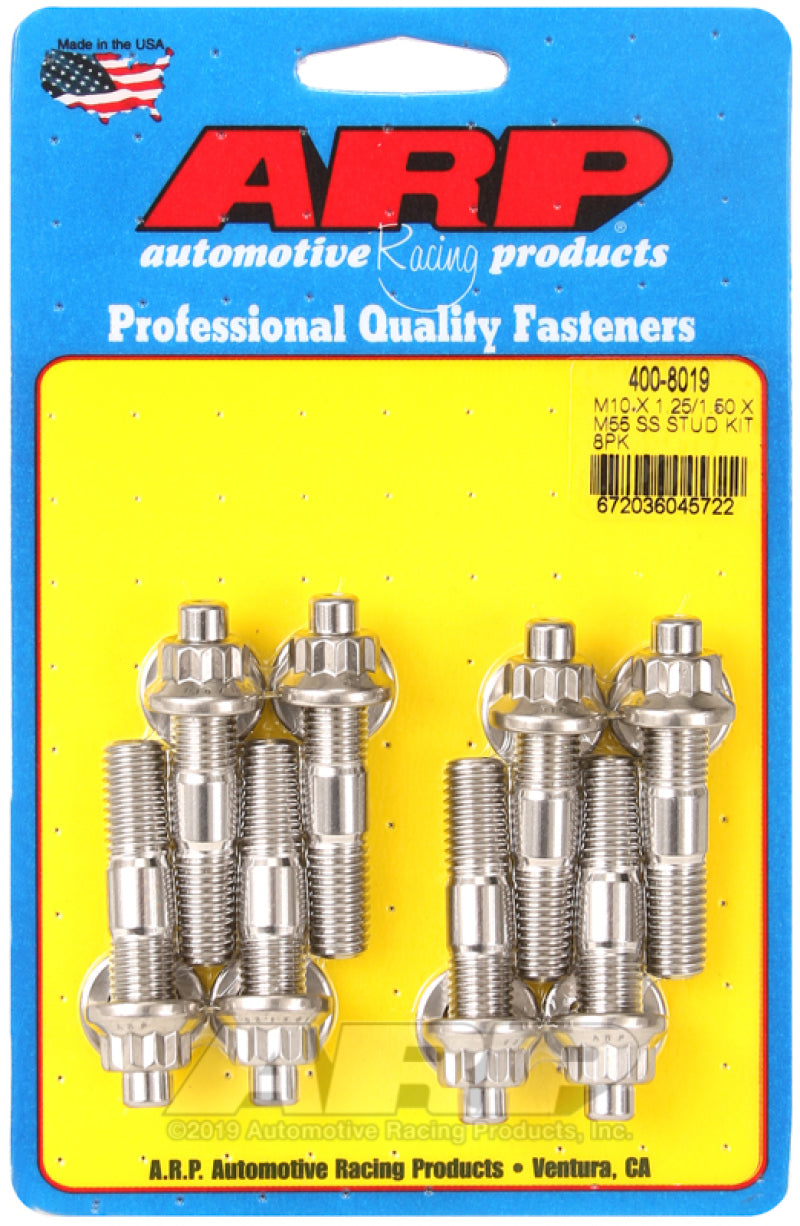 ARP M10 X 1.25/1.50 X M55 Stainless Steel Accessory Studs (8 pack) Hardware - Singles ARP