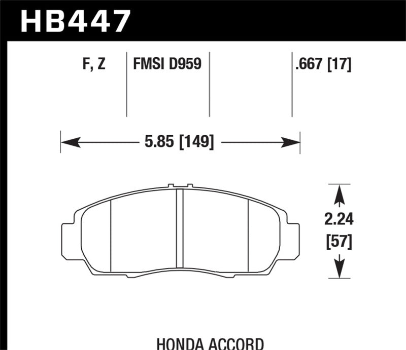 Hawk 03-04 Honda Accord HPS Street Front Brake Pads Brake Pads - Performance Hawk Performance