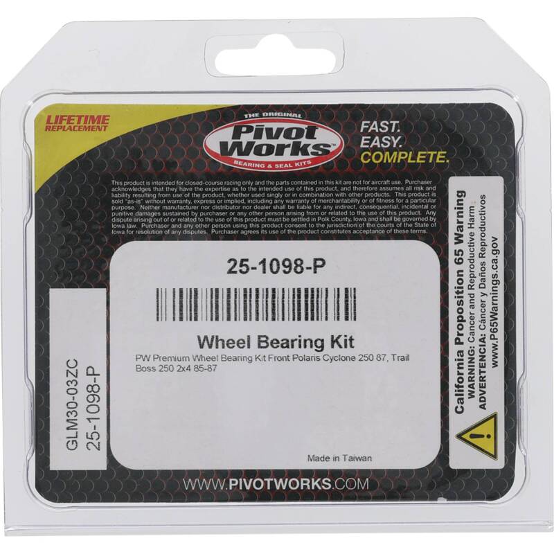 Pivot Works Polaris Wheel Bearing Kit Premium Bearings Control Arms Pivot Works