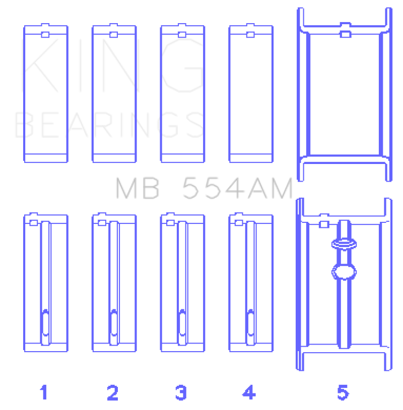 King Engine Bearings GM 265/283/302/327 8 Cyl (0.50 Oversized) Main Bearing Set Bearings King Engine Bearings
