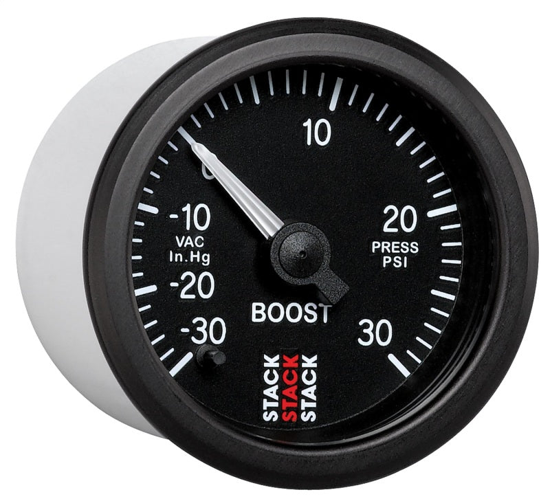Autometer Stack 52mm -30INHG to +30 PSI (Incl T-Fitting) Pro Stepper Motor Boost Press Gauge - Black Gauges AutoMeter