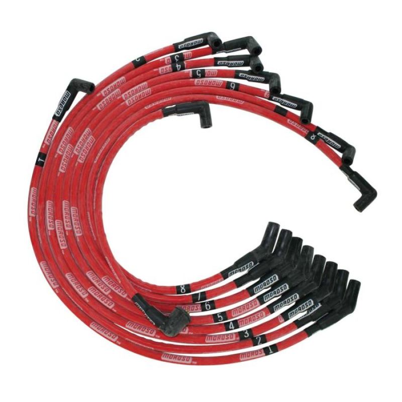 Moroso Ford 351C/390/429/460 Sleeved HEI 135 Ends Ultra Spark Plug Wire Set - Red Spark Plug Wire Sets Moroso