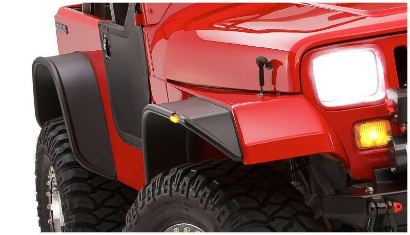 Bushwacker 87-95 Jeep Wrangler Flat Style Flares 4pc Excludes Renegade - Black Fender Flares Bushwacker