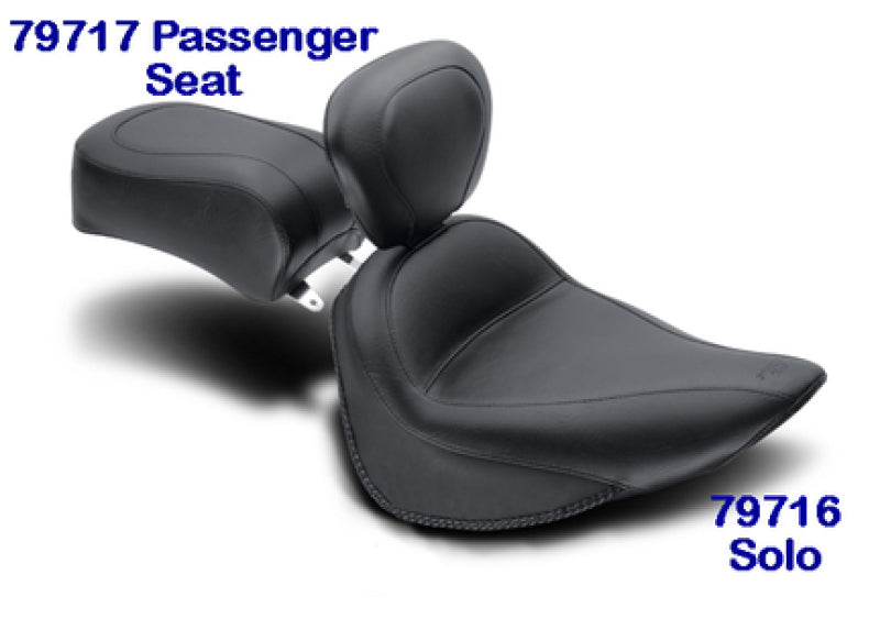 Mustang 84-06 Harley Standard Rear Tire Standard Touring Passenger Seat - Black Passenger Motorcycle Seats Mustang Motorcycle