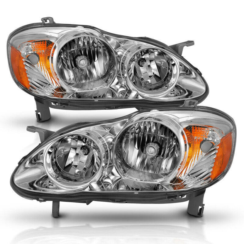 ANZO 2005-2008 Toyota Corolla Crystal Headlight Chrome Amber Headlights ANZO