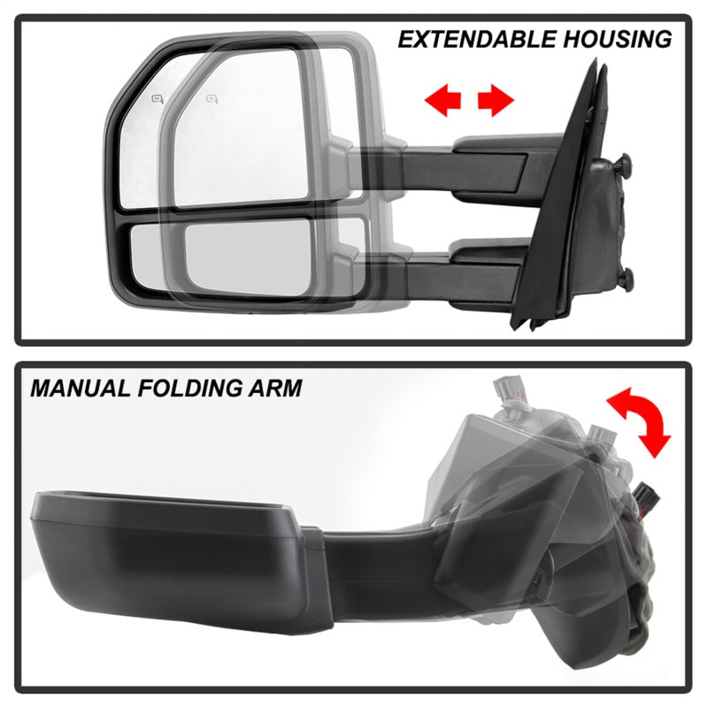 xTune 15-17 Ford F-150 Heated Telescoping Mirrors (Pair) (MIR-FF15015-G4-PWH-SET) Side Mirrors SPYDER