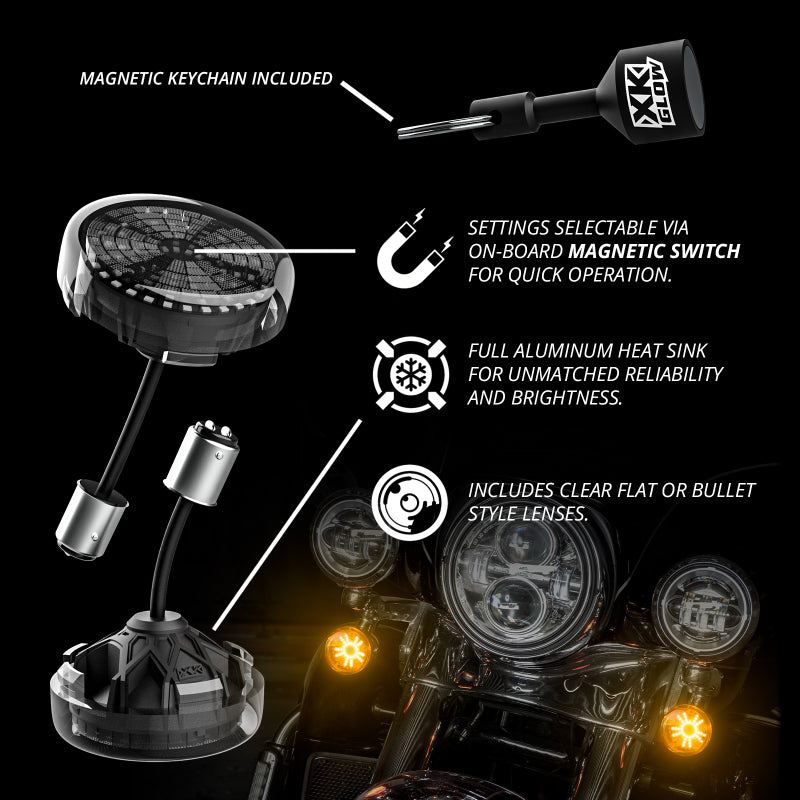 XK Glow Pro Series MotoTurnz - 1156 Flat Style Front Light Accessories and Wiring XKGLOW