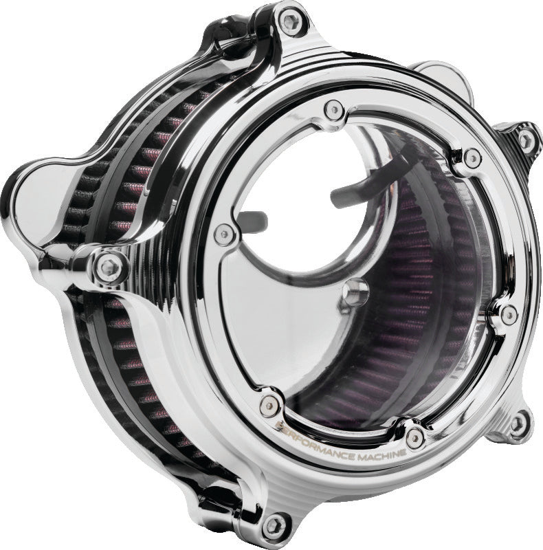 Performance Machine Vision Air Cleaner (W/ Bezel) - Chrome Air Filters - Direct Fit Performance Machine