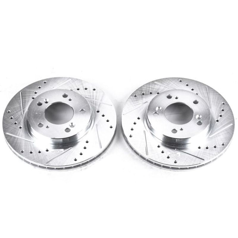 Power Stop 97-98 Acura Integra Front Evolution Drilled & Slotted Rotors - Pair Brake Rotors - Slot & Drilled PowerStop