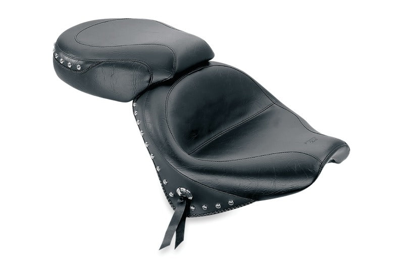 Mustang 02-09 Honda VTX1300 Retro, S & T Wide Touring 2PC Seat w/Studs - Black Two-Piece Motorcycle Seats Mustang Motorcycle