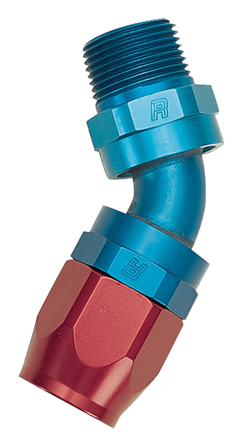 Russell Performance -8 AN Red/Blue 45 Degree Full Flow Swivel Pipe Thread Hose End (With 3/8in NPT) Fittings Russell