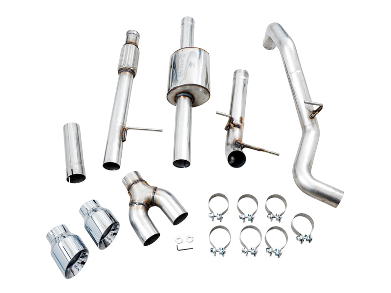 AWE Tuning 4th Gen GM 1500 5.3L 0FG Cat-Back Dual Side Exit (Flat Bumper) - Chrome Tips Catback AWE Tuning