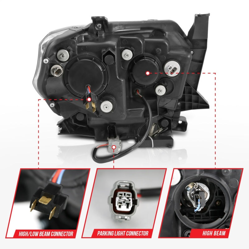 ANZO 2014-2015 Toyota Tundra Projector Headlights w/ U-Bar Chrome w/ DRL Headlights ANZO