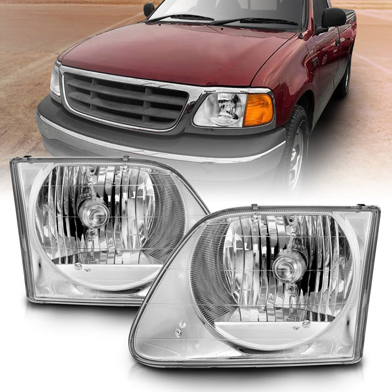ANZO 1997-2003 Ford F-150 Crystal Headlights Chrome Headlights ANZO