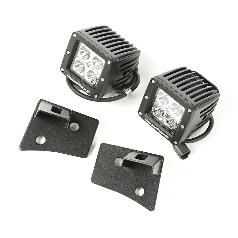 Rugged Ridge 07-18 Jeep Wrangler JK Textured Black Square Windshield LED Kit w/ Brackets Light Bars & Cubes Rugged Ridge