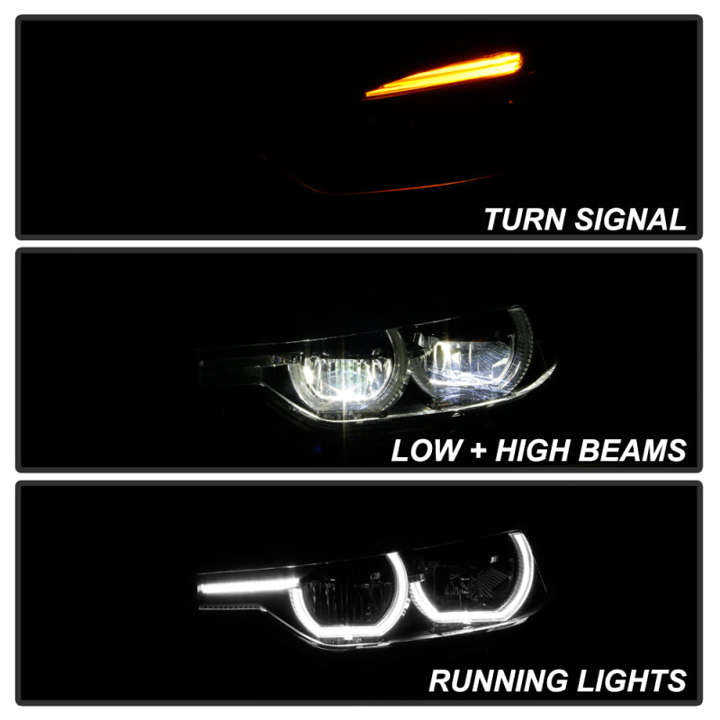 Spyder BMW F30 3 Series 4Dr LED Projector Headlights Chrome PRO-JH-BF3012H-4D-LED-C Headlights SPYDER