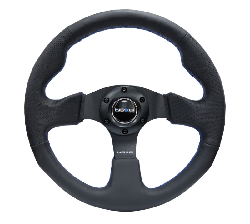 NRG Reinforced Steering Wheel (320mm) Black Leather w/Blue Stitching Steering Wheels NRG