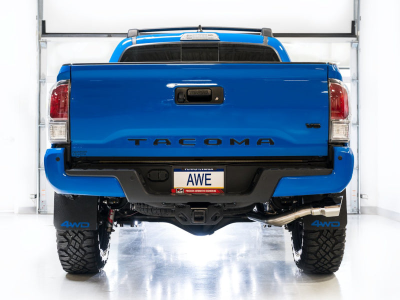 AWE Tuning 16-22 Toyota Tacoma 0FG Cat-Back Exhaust w/ BashGuard - Dual Chrome Silver Tips Catback AWE Tuning