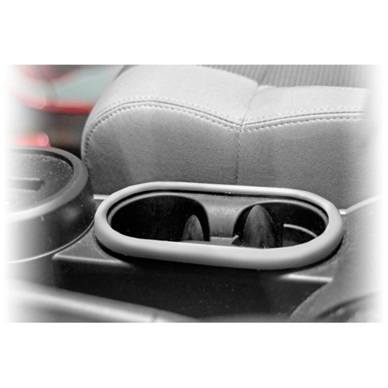Rugged Ridge 07-10 Jeep Wrangler JK Brushed Silver Front Cup Holder Trim Interior Lighting Rugged Ridge