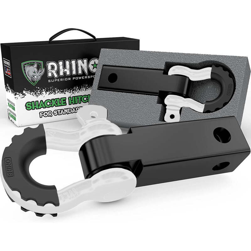 Rhino USA Shackle Hitch Receiver W/ D-Ring (White) Shackle Kits Rhino USA