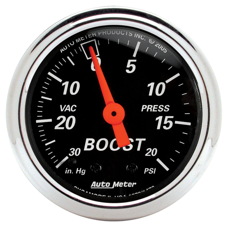 Autometer Designer 2-1/16in Mechanical 30 In Hg-Vac / 20 PSI Vacuum/Boost Gauge Gauges AutoMeter