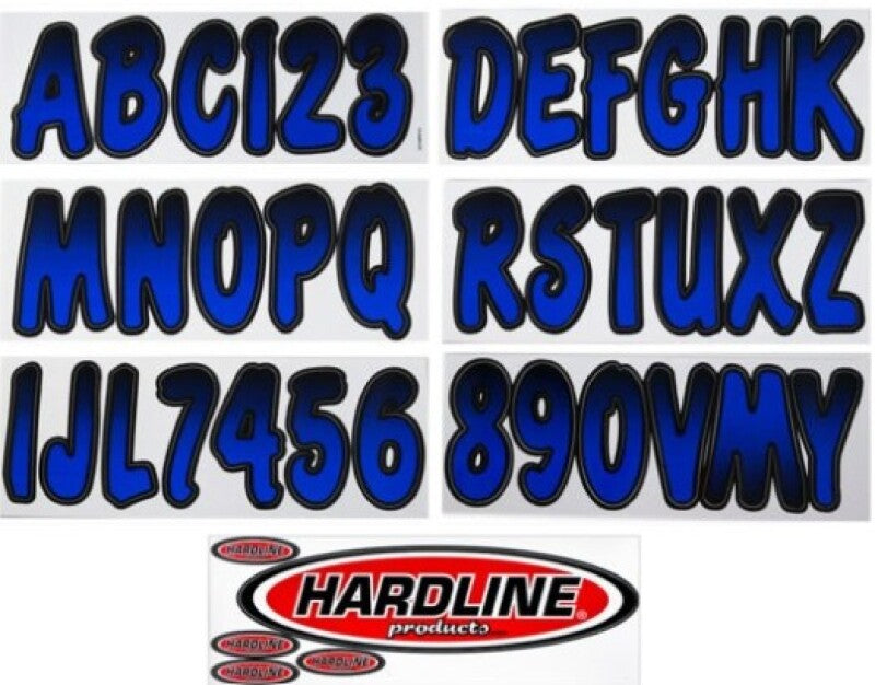 Hardline Boat Lettering Registration Kit 3 in. - 200 Blue Metallic/Black Stickers/Decals/Banners Hardline