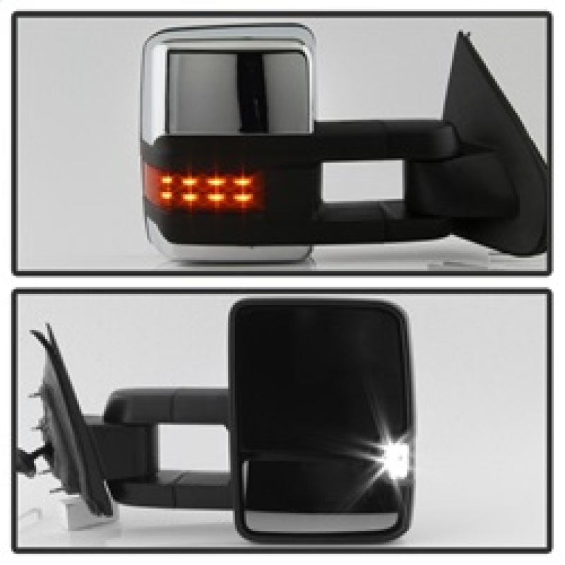xTune Chevy Silverado 14-16 Heated Amber LED Signal Mirror Chrome MIR-CSIL14S-G3C-PWH-AM-SET Side Mirrors SPYDER