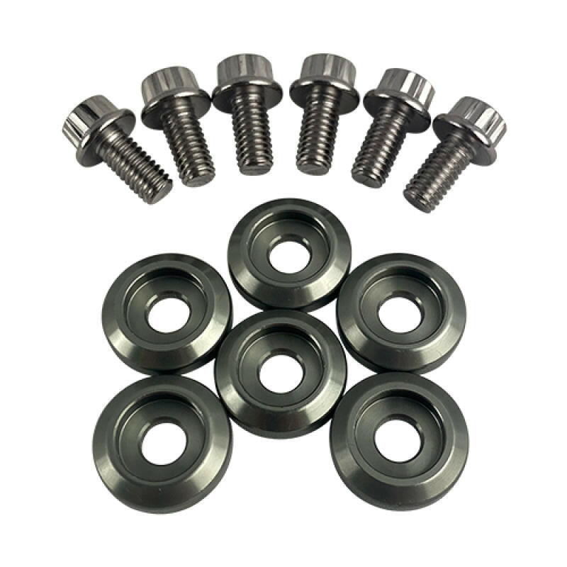 BLOX Racing New Fender Washers Kit M6 12pt - 6pc Large Diameter Gun Metal Hardware Kits - Other BLOX Racing