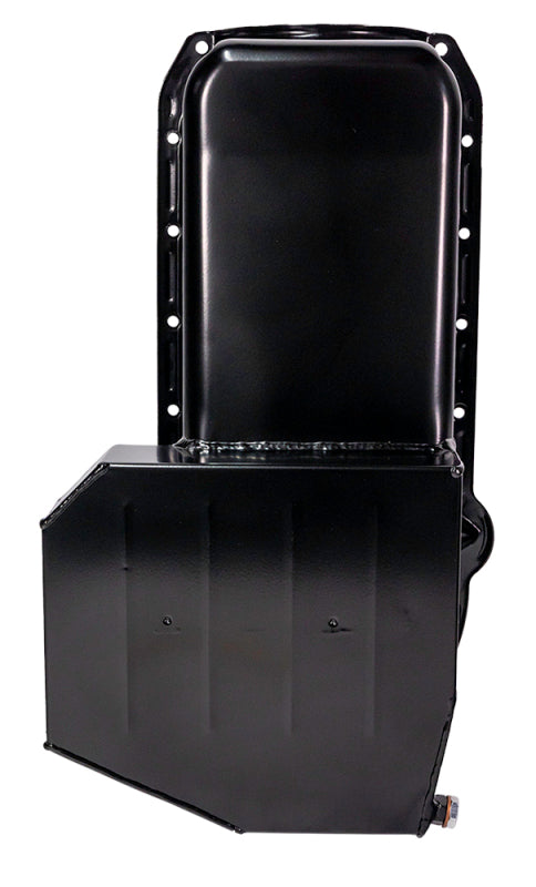 Moroso Pre-80 Chevrolet SBC (w/Driver Side Dipstick) Wet Sump 7qt 7.5in Steel Oil Pan - Black Oil Pans Moroso