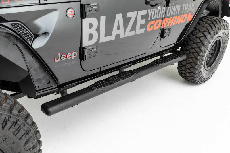 Go Rhino 18-20 Jeep Wrangler JLU 5in 1000 Series Complete Kit w/Sidestep + Brkts Side Steps Go Rhino