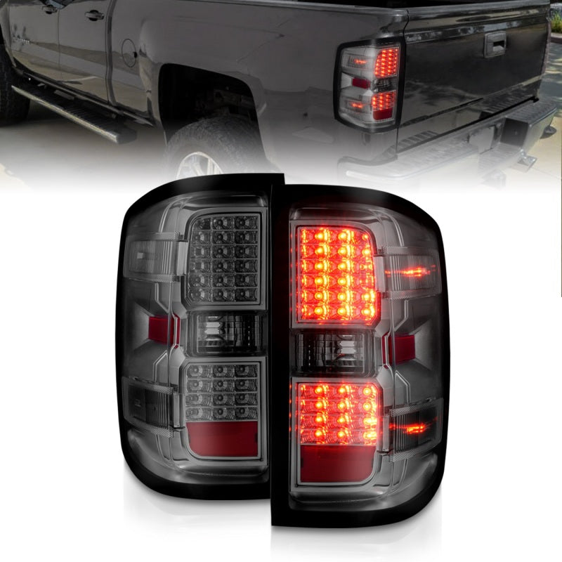 ANZO 15-19 Chevy Silverado 2500HD/3500HD (Factory Halogen Only) LED Tail Lights Smoke w/Clear Lens Tail Lights ANZO