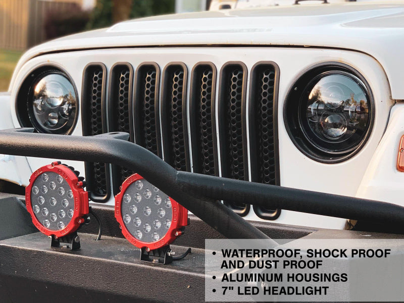 Raxiom 97-18 Jeep Wrangler TJ/JK Axial Series LED Daymaker Headlights- Black Housing (Clear Lens) Headlights Raxiom
