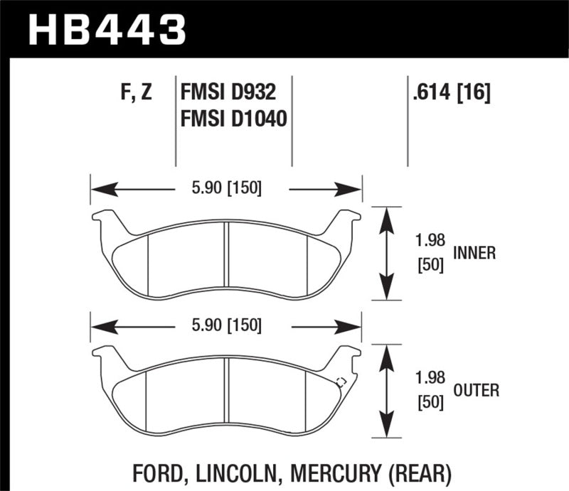 Hawk 03-04 Mercury Marauder DTC-30 Rear Race Pads Brake Pads - Racing Hawk Performance