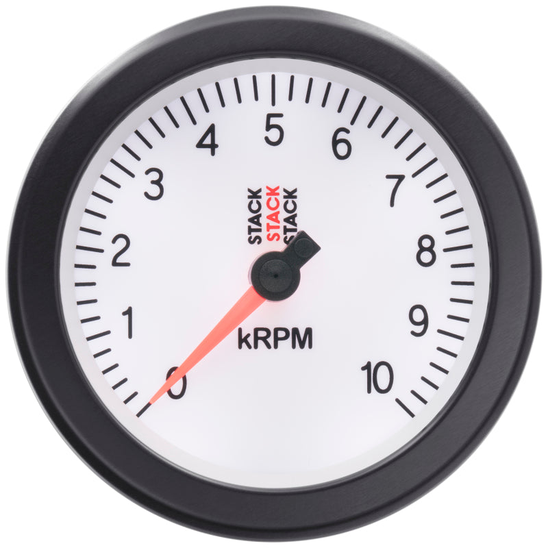 Autometer Stack Sport 88mm 0-10K RPM Tachometer - White Gauges AutoMeter