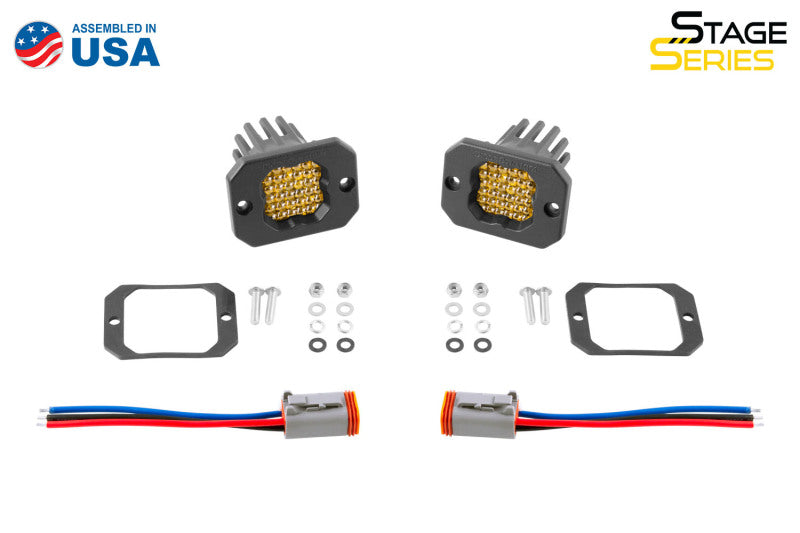 Diode Dynamics Stage Series C1 LED Pod Sport - Yellow Flood Flush ABL (Pair) Light Accessories and Wiring Diode Dynamics
