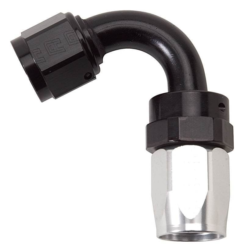 Russell Performance -8 AN Black/Silver 120 Degree Tight Radius Full Flow Swivel Hose End Fittings Russell