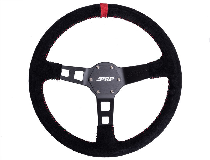 PRP Deep Dish Suede Steering Wheel- Red Steering Wheels PRP Seats