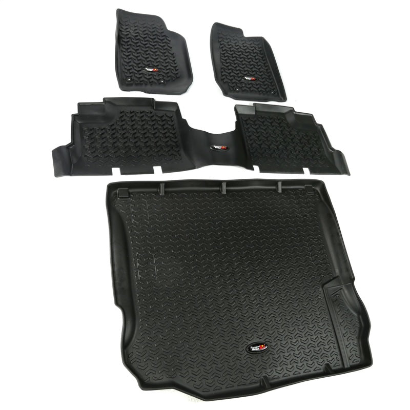 Rugged Ridge Floor Liner Front/Rear/Cargo Black 2011-2018 Jeep Wrangler Unlimited JK 4 Dr Floor Mats - Rubber Rugged Ridge