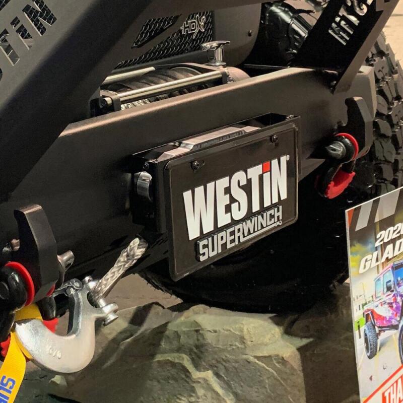 Westin Winch Mount License Plate Re-locator - Black License Plate Relocation Westin