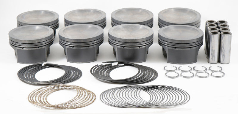 Mahle MS Piston Set Ford 285ci 3.581in Bore 3.543stk 5.933in Rod .866 Pin -16cc 9.5 CR Set of 8 Piston Sets - Forged - 8cyl Mahle