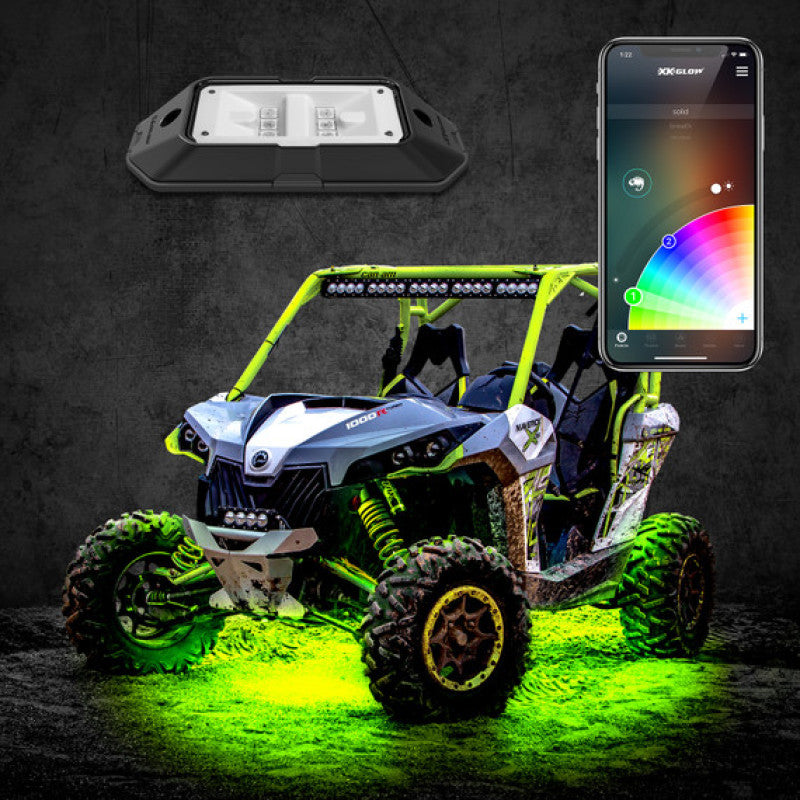 XK Glow Rock Light Advanced Kit w/ Dual-Mode Dash Mount Controller 8pc 6W LED Light Bars & Cubes XKGLOW
