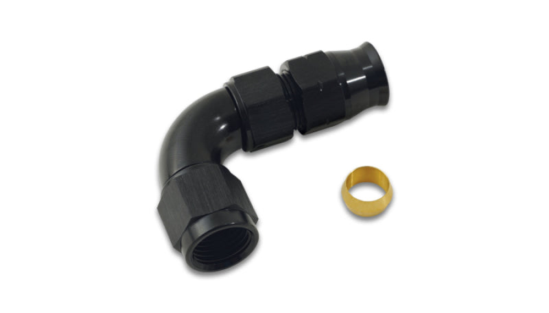 Vibrant 3/8In Tube to -6AN Female 90 Degree Union Adapter Fitting w/ Olive Inserts Fittings Vibrant