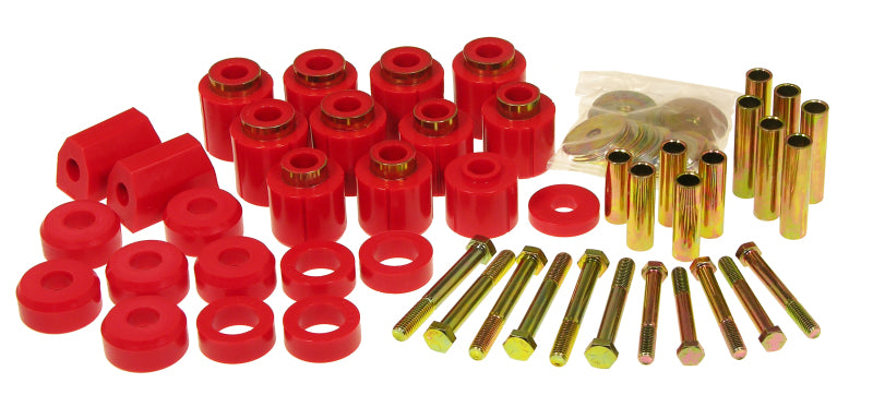 Prothane 87-96 Jeep YJ 1in Lift Body Mount Kit - Red Bushing Kits Prothane
