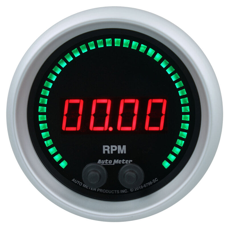 Autometer 85.7mm Black 0-16K RPM Tachometer Sport-Comp Elite Digital Gauge Gauges AutoMeter