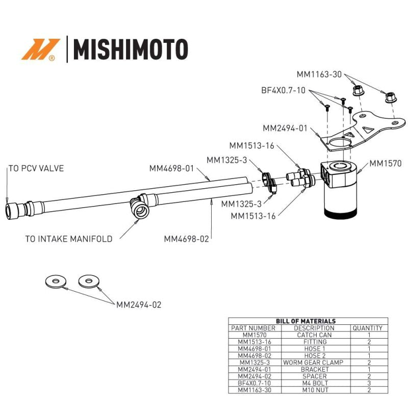 Mishimoto 2024+ Ford Mustang 2.3L EcoBoost Oil Catch Can PCV Side Oil Catch Cans Mishimoto