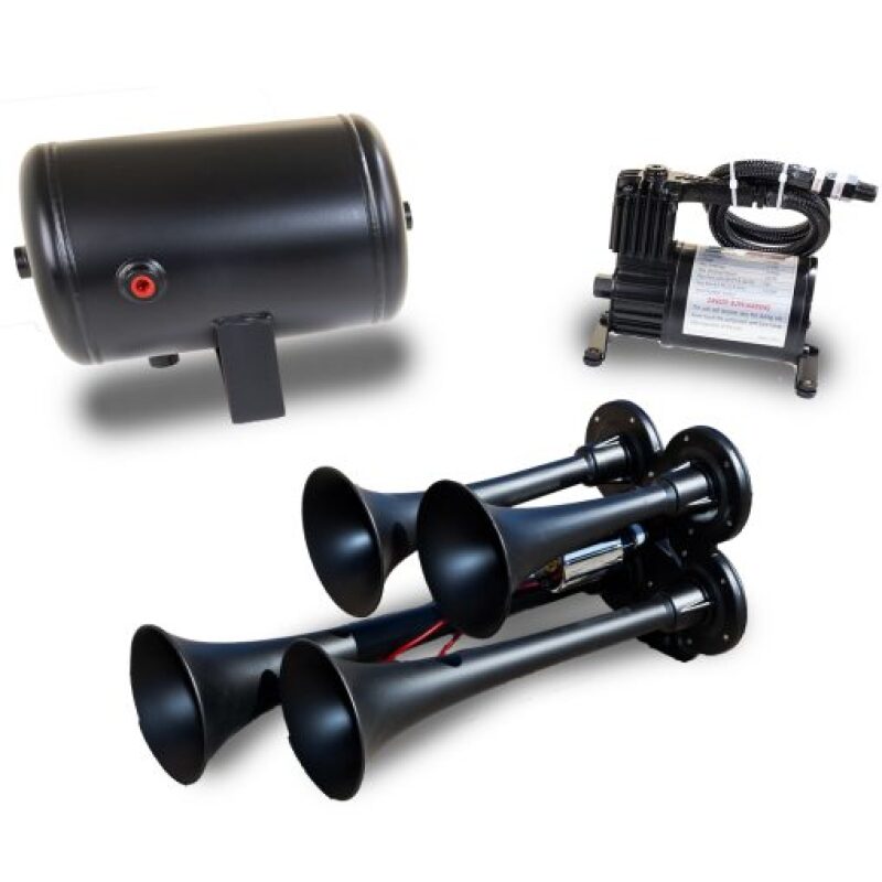 Kleinn Quad Black Horn Kit w/ 130 PSI Air Compressor / 1.0 gal Air Tank Horns Kleinn Air Horns