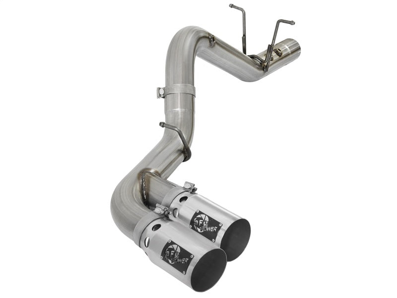 aFe Victory Series 4in 409-SS DPF-Back Exhaust w/ Dual Polished Tips 2017 GM Duramax V8-6.6L(td) L5P DPF Back aFe