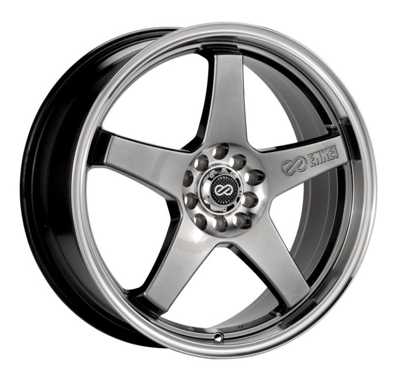 Enkei EV5 17x7 5x100/114.3 38mm Offset 72.6 Bolt Diameter Hyper Black w/ Machined Lip Wheel Wheels - Cast Enkei