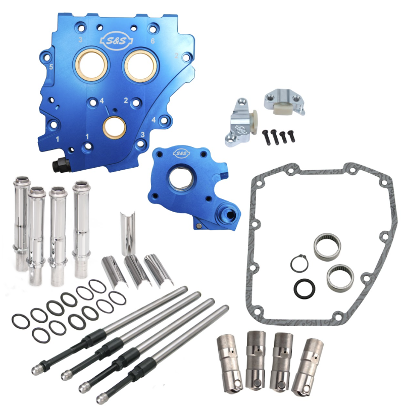 S&S Cycle 2006 Dyna Chain Drive Cam Chest Kit w/o Cam - Chrome Pushrod Tubes & Chain Tensioner Cam Gears S&S Cycle