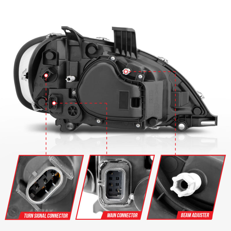 ANZO 2002-2014 Freightliner M2 LED Crystal Headlights Black Housing w/ Clear Lens (Pair) Headlights ANZO